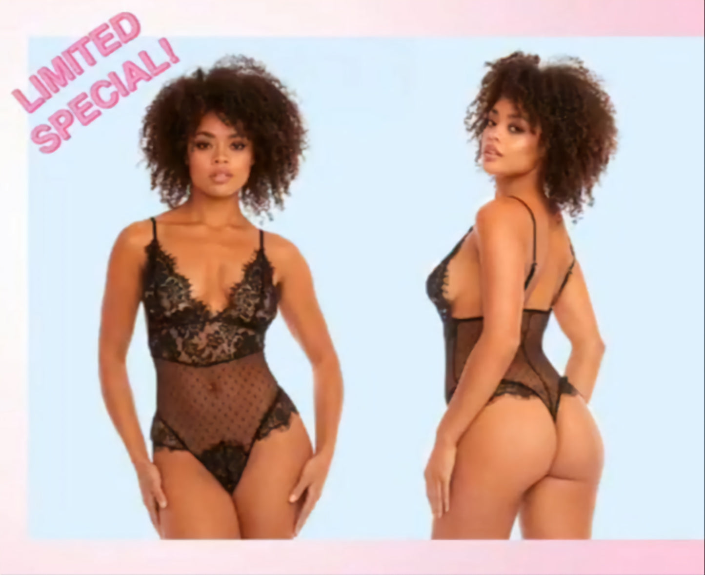 Eyelash Lace & Dotted Mesh Teddy (2P)
