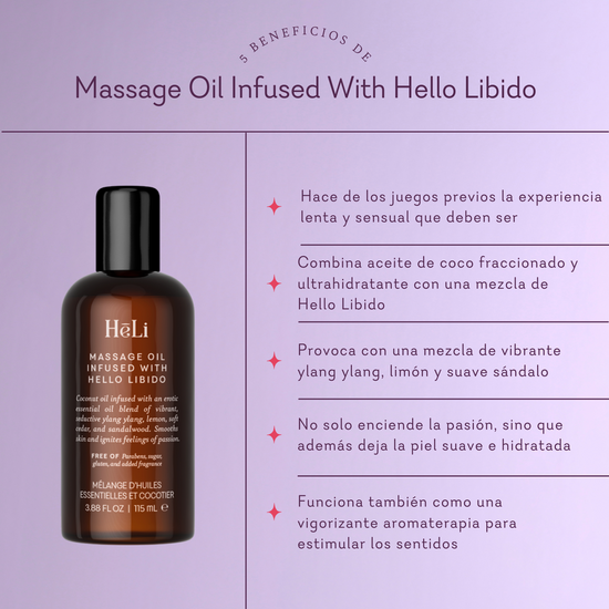 HēLi ♡ Aceite Para Masajes Infundido Con Hello Libido