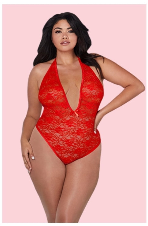 V-Neck Bodysuit With Heart (2P)