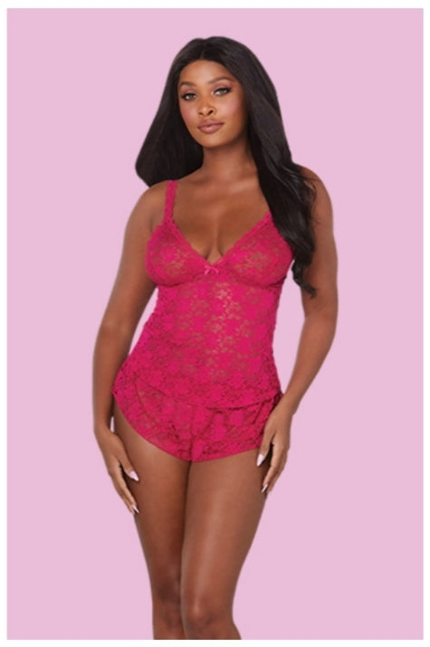 Lacy Magenta Cami & Shorts (2P)