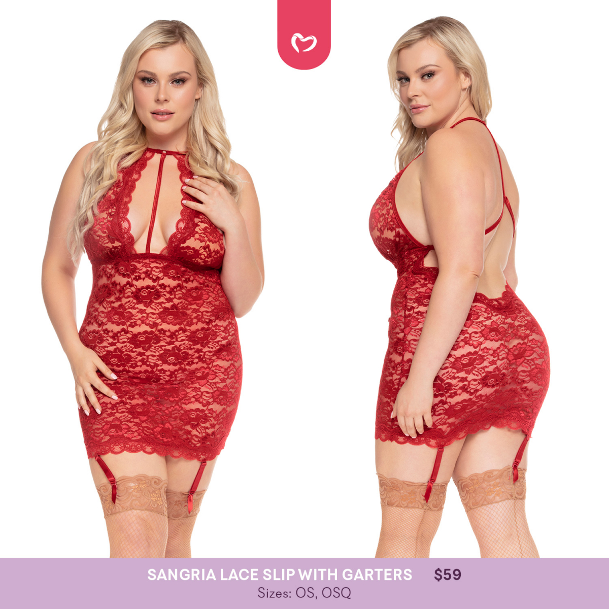 Sangria Lace Slip with Garters (1P)