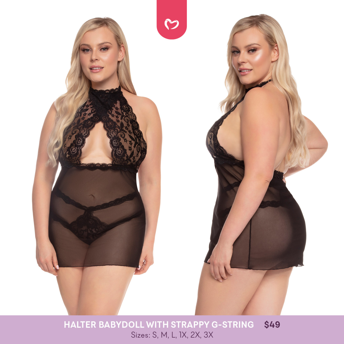 Halter Babydoll with Strappy G-String (1P)